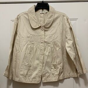 3/$15 Cato 100% Cotton Cream Short Trench Coat Size 22W/24W